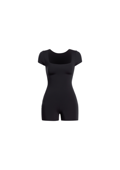 Black bodysuit on a white background